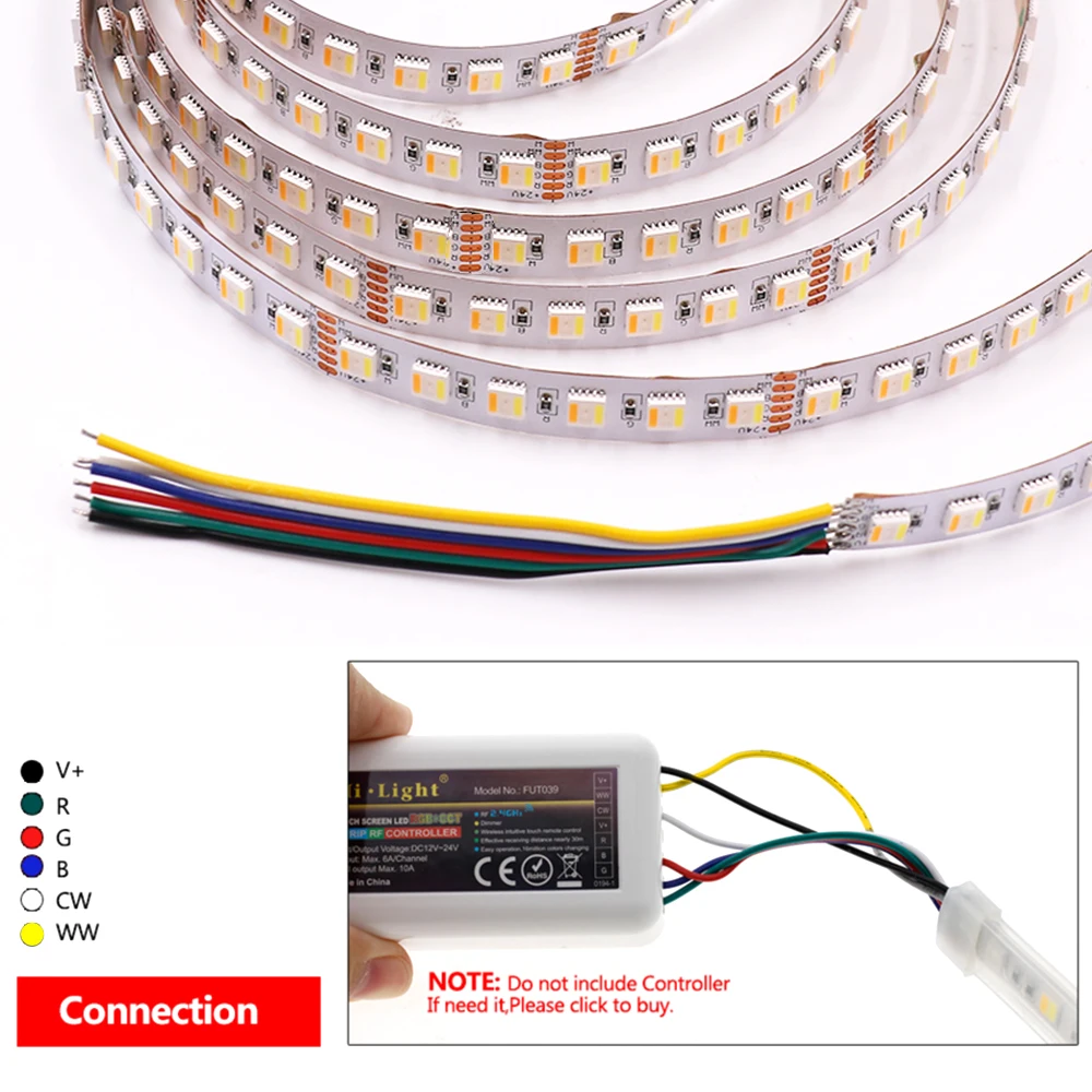 5 Colors In 1 Chip RGB CCT LED Strip DC 12V 24V SMD 5050 60 96 Leds/M TV BackLight Room Decor Flexible Ribbon Tape Rope Light 5M